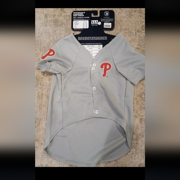 Philadelphia Phillies Dog Baseball Jersey with Red Accents - Picture 1 of 4